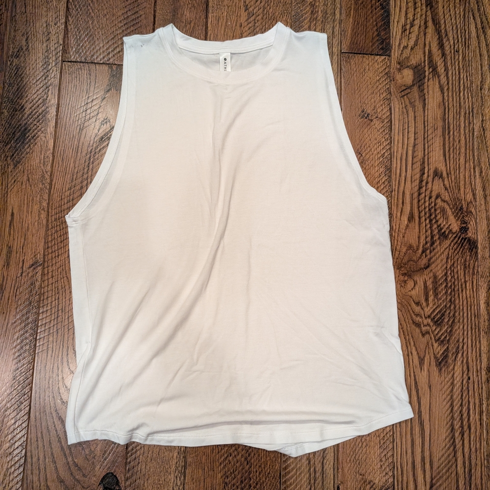 Athleta White Sleeveless Muscle Tee Relaxed Fit